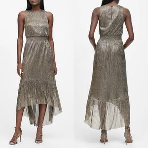 BANANA REPUBLIC High Low Metallic Dress